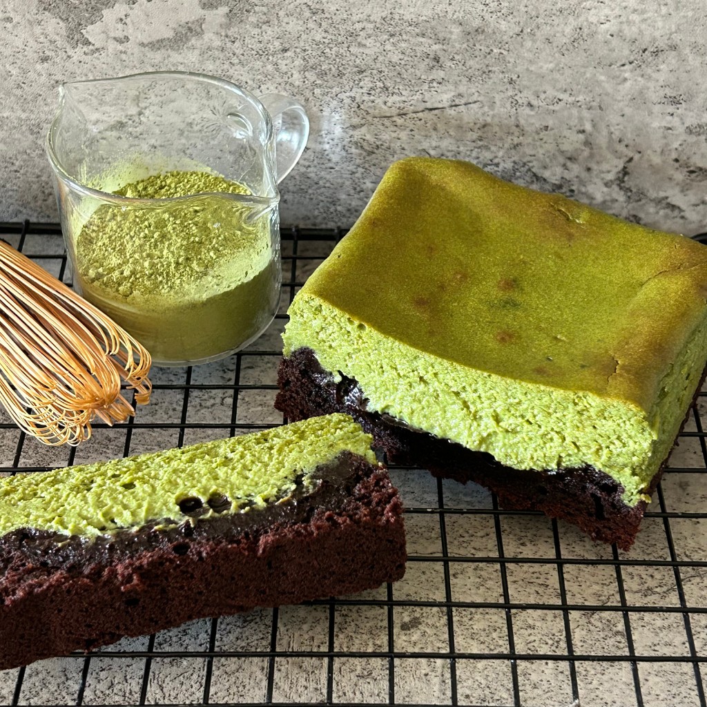 Brownies matcha cheese cake-1